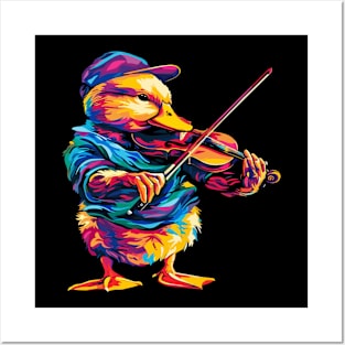 Duck Playing Violin Posters and Art